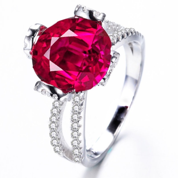 Rose Solitaire White Gold Filled CZ Luxury Ring - Picture 3 of 6